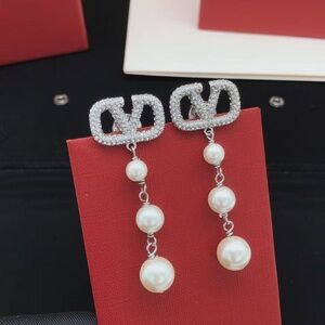 Valentino Silver and Pearl Drop Earrings